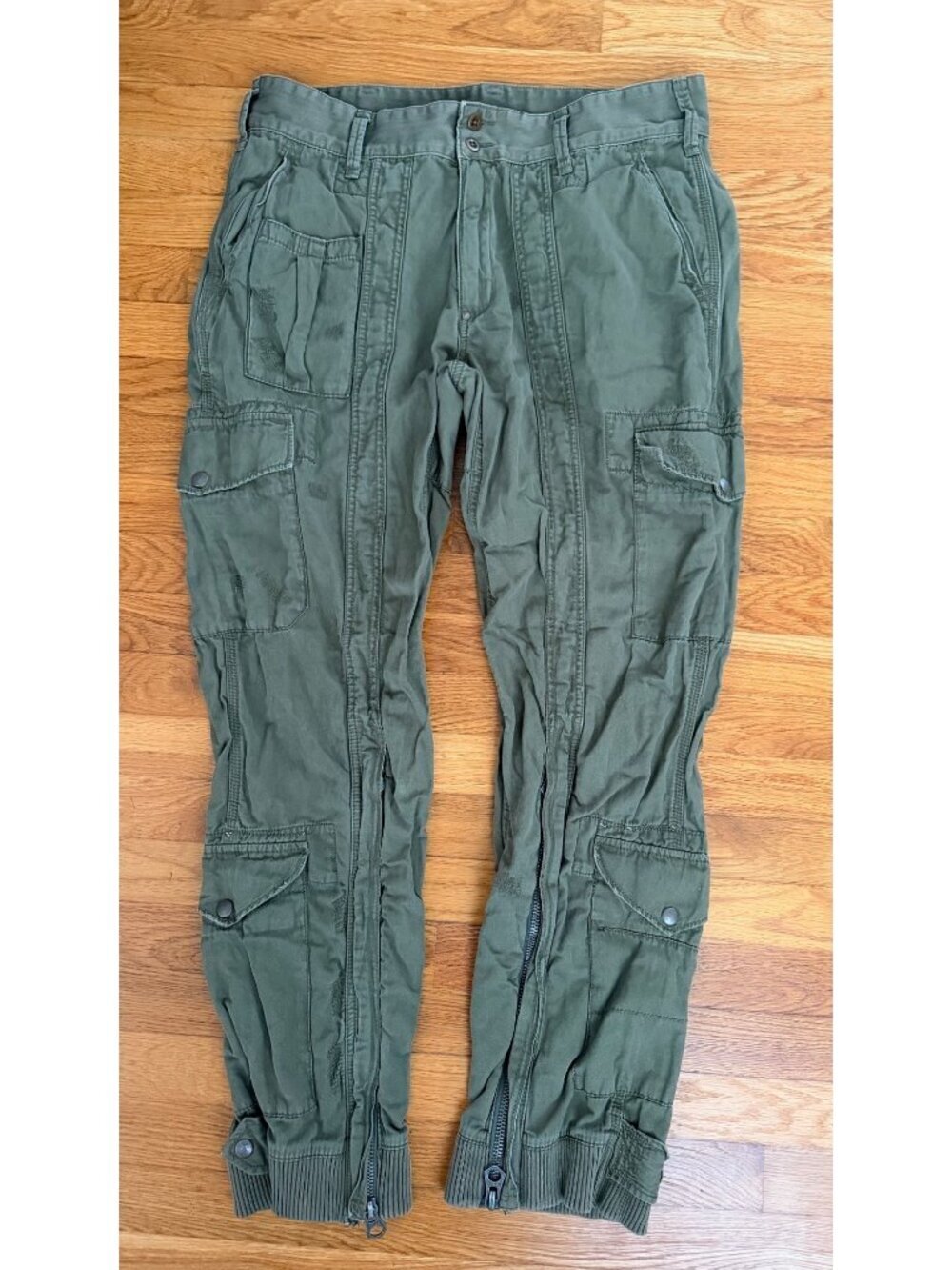 Polo Ralph Lauren Parachute Military Multi Pocket Cargo Pants Men 36x32 Green